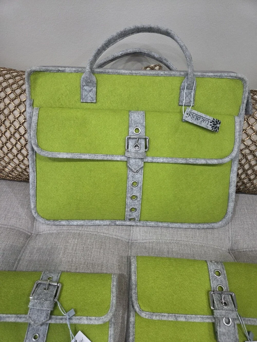NWT Lucalily Lime Green Felt Set Of Laptop Case, Tablets Case And Wallet